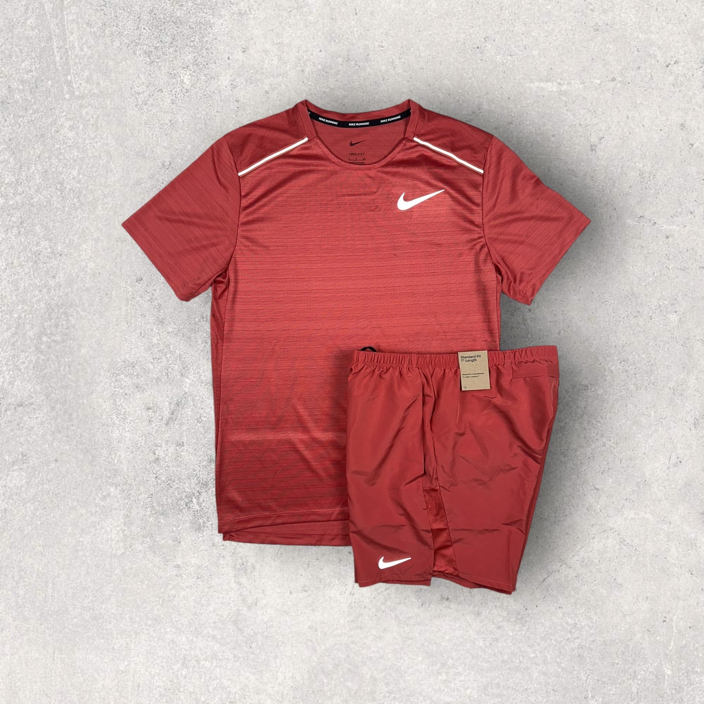 NIKE MILER 1.0 T-SHIRT/SHORT SET - ADOBE RED