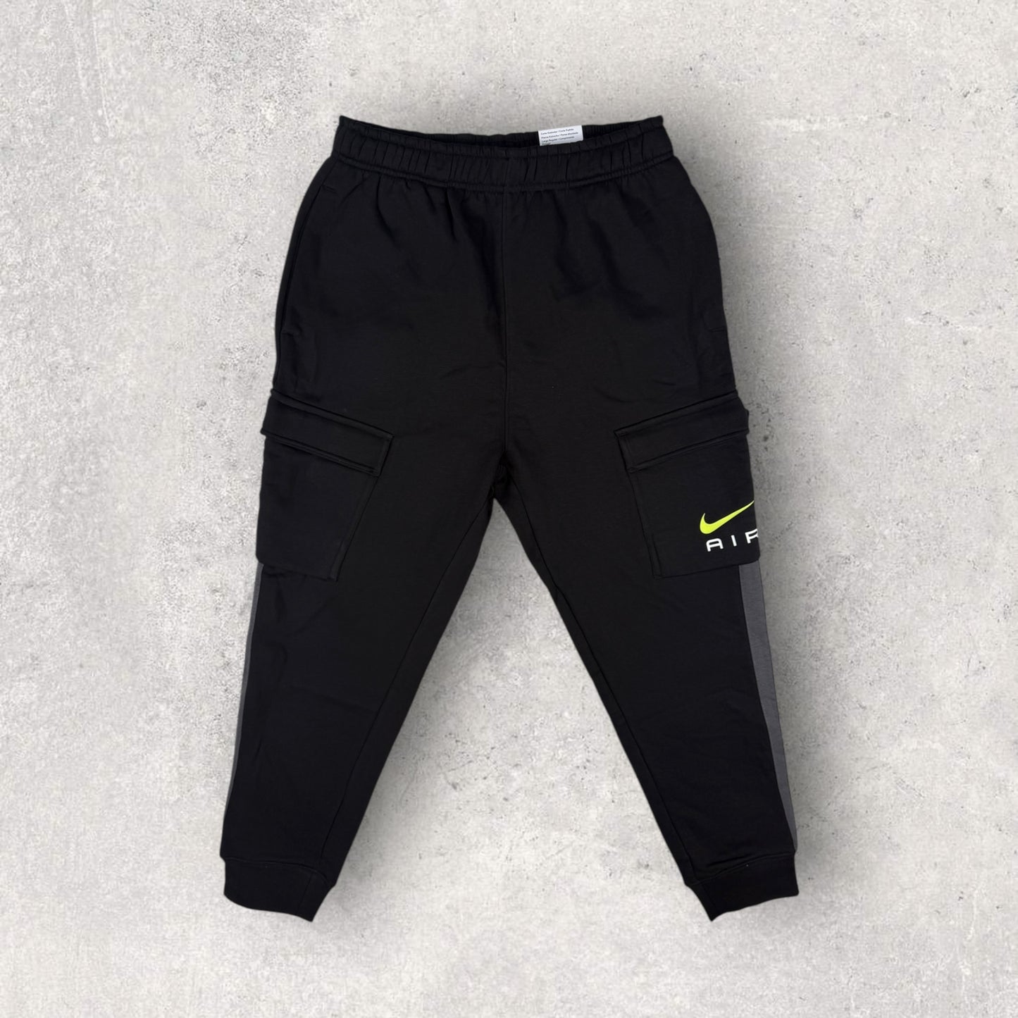 NIKE AIR FLEECE CARGO TRACKSUIT - BLACK/GREY/VOLT