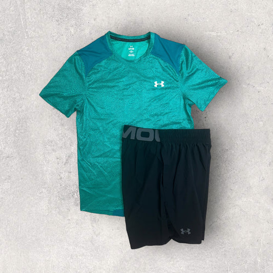 UNDER ARMOUR COOLSWITCH T-SHIRT/SHORT SET - TEAL/BLACK