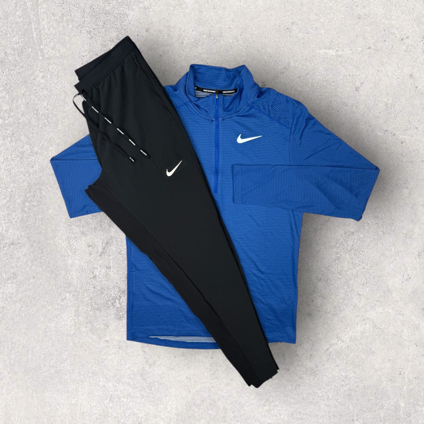 NIKE PACER 1/4 ZIP/PHENOM PANT SET - ROYAL BLUE/BLACK