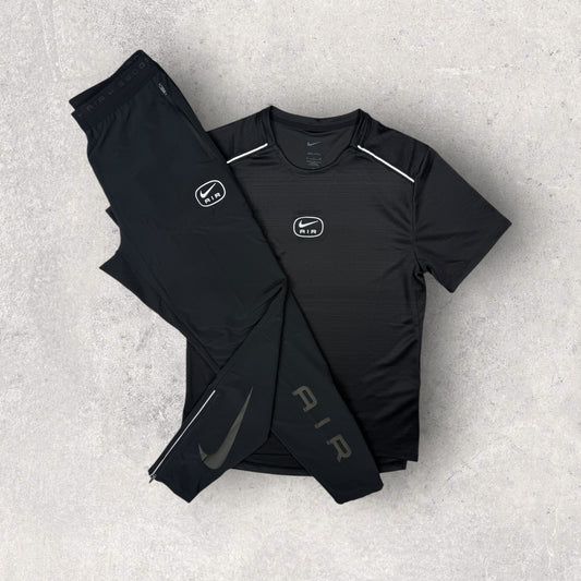 NIKE MILER AIR 1.0 T-SHIRT/PANT SET - BLACK