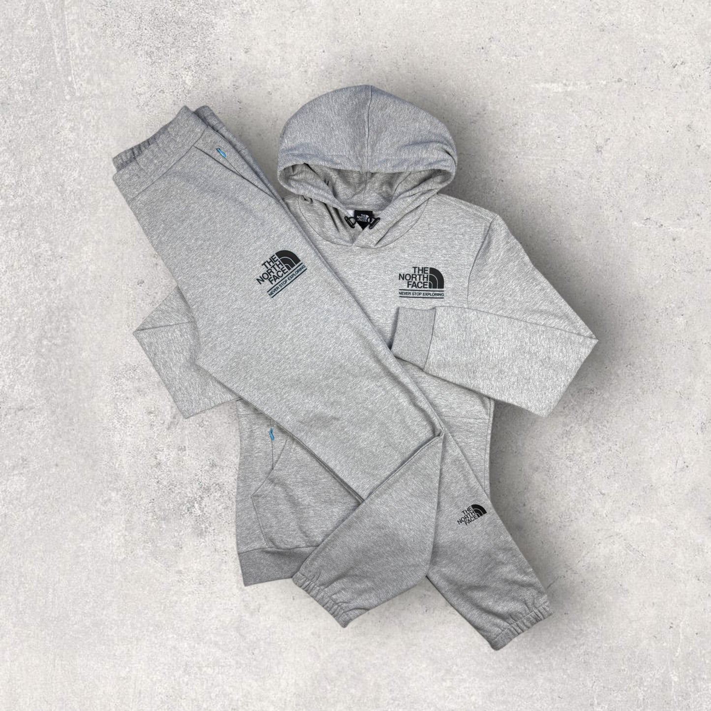 NORTH FACE CHANGLA FLEECE TRACKSUIT - GREY/BLACK/AQUA