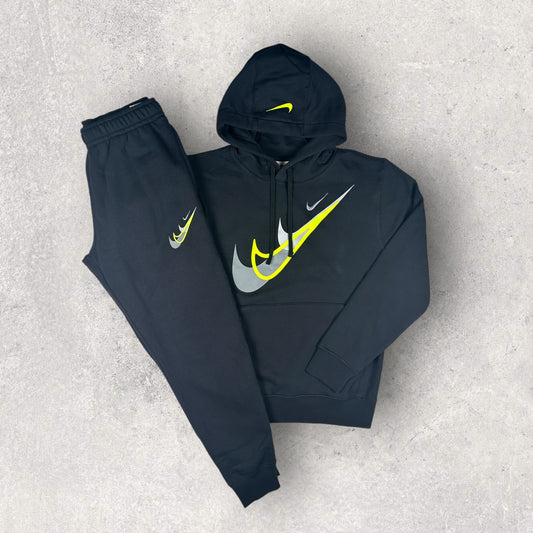 NIKE FLEECE SPORTSWEAR TRACKSUIT - BLACK/GREY/VOLT