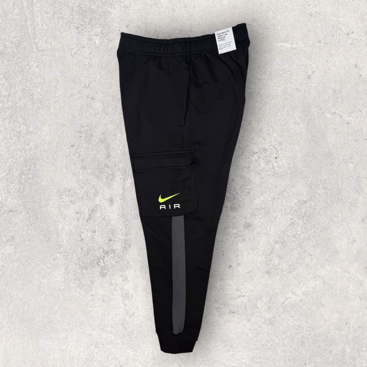 NIKE AIR FLEECE CARGO TRACKSUIT - BLACK/GREY/VOLT