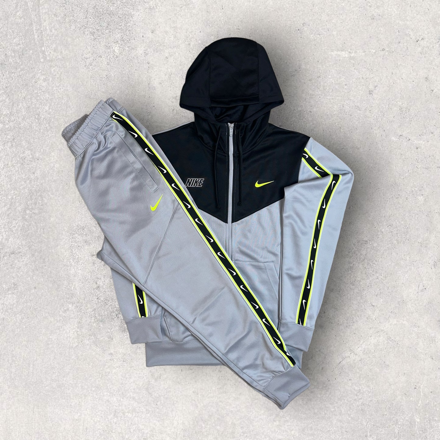NIKE POLY REPEAT TRACKSUIT - BLACK/GREY/VOLT