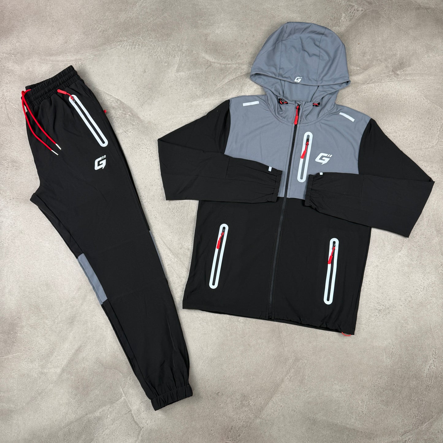 GLYRO REFLECT 1.0 TRACKSUIT - BLACK/SLATE/SOLAR RED