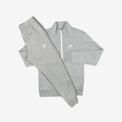 NIKE CLUB FLEECE 1/4 ZIP TRACKSUIT - GREY