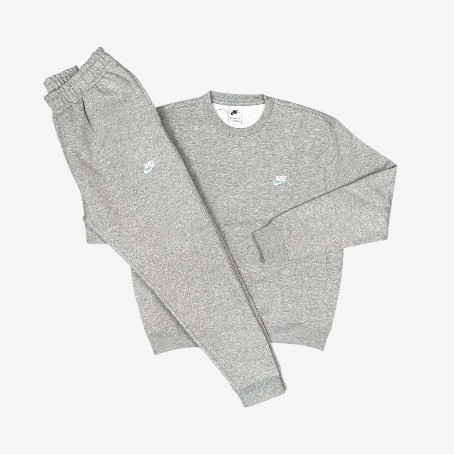 NIKE FLEECE SWEATSHIRT TRACKSUIT - GREY/MINT