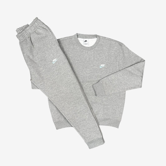 NIKE FLEECE SWEATSHIRT TRACKSUIT - GREY/MINT