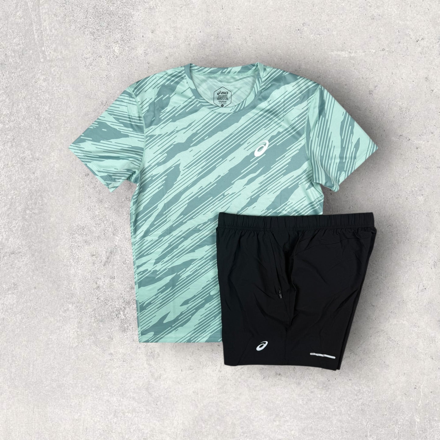 ASICS SHORT SET - GREEN/BLACK