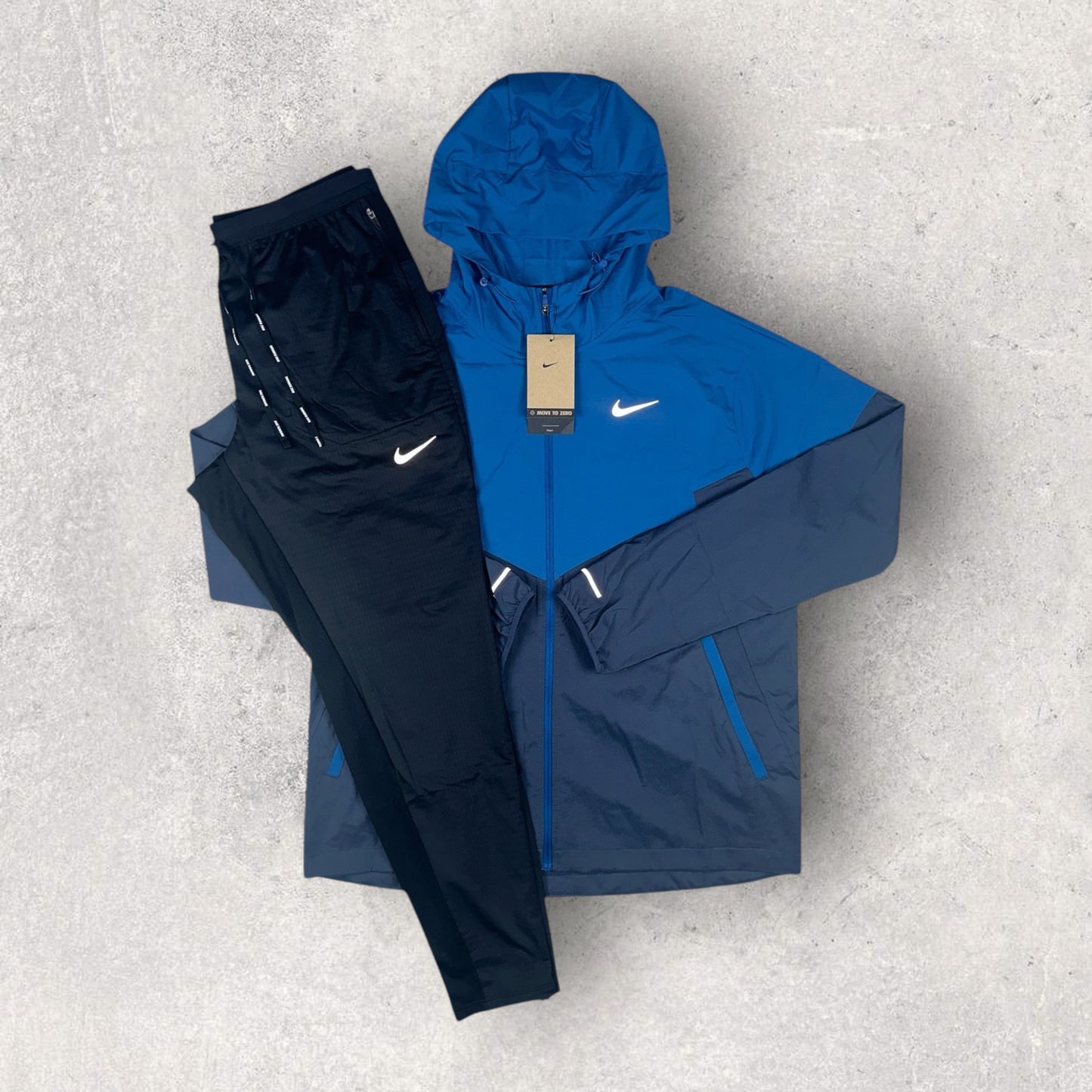 NIKE UV WINDBREAKER ROYAL BLUE & BLACK PHENOM PANTS