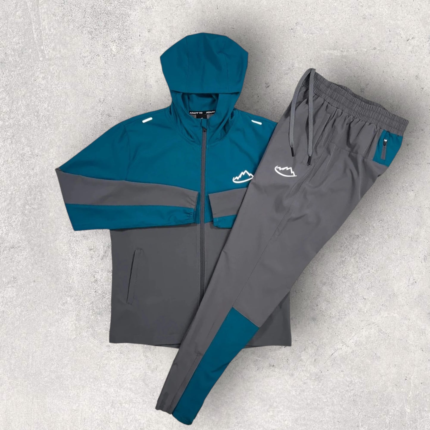 ADAPT TO RUNNING 2.0 SET GREY / TEAL - JACKET & TROUSERS