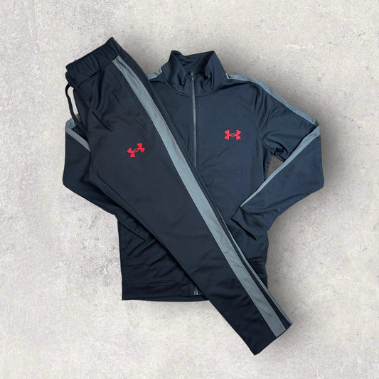 UNDER ARMOUR POLY TRACKSUIT - BLACK/GREY