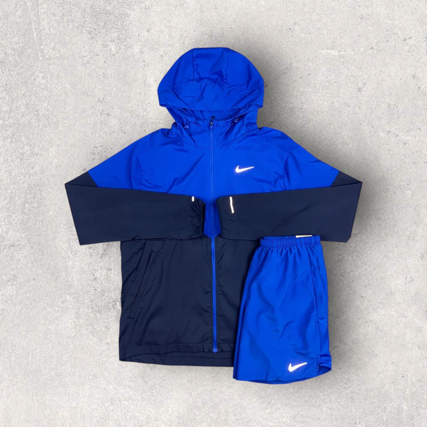 NIKE UV WINDRUNNER JACKET ROYAL BLUE & ROYAL BLUE CHALLENGER SHORTS SET