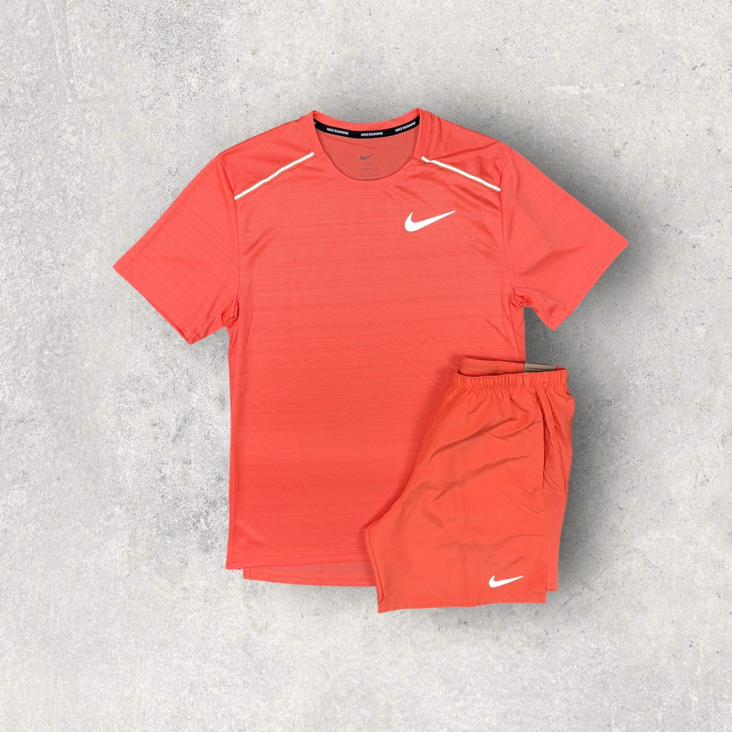 NIKE MILER T-SHIRT & CHALLENGER SHORTS - WILD MANGO