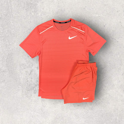 NIKE MILER T-SHIRT & CHALLENGER SHORTS - WILD MANGO